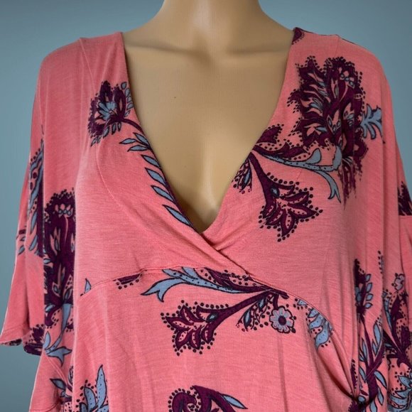 Free People Women Maui Wowie Blouse Tops Size XS Oversize Floral Flutter Sleeves - Picture 15 of 16